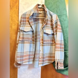 Ford Bronco Brown/blue Plaid Flannel Womens Size S